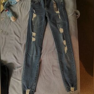Distressed Blue Jeans